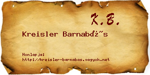 Kreisler Barnabás névjegykártya